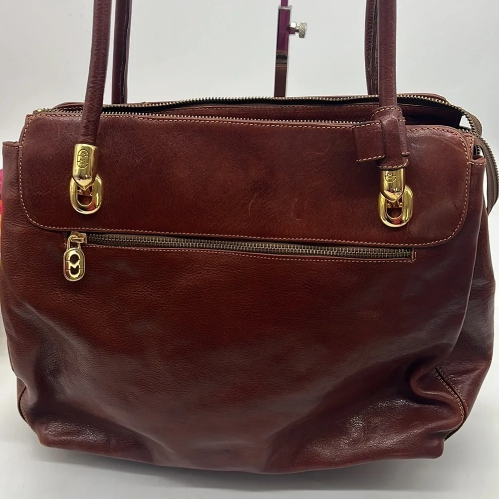 Marino Orlandi Large Leather Satchel Tote Bag Made in Italy. BRN3594D